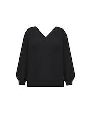 Live Unlimited Black Textured V-Neck Jumper - Image 4 of 4