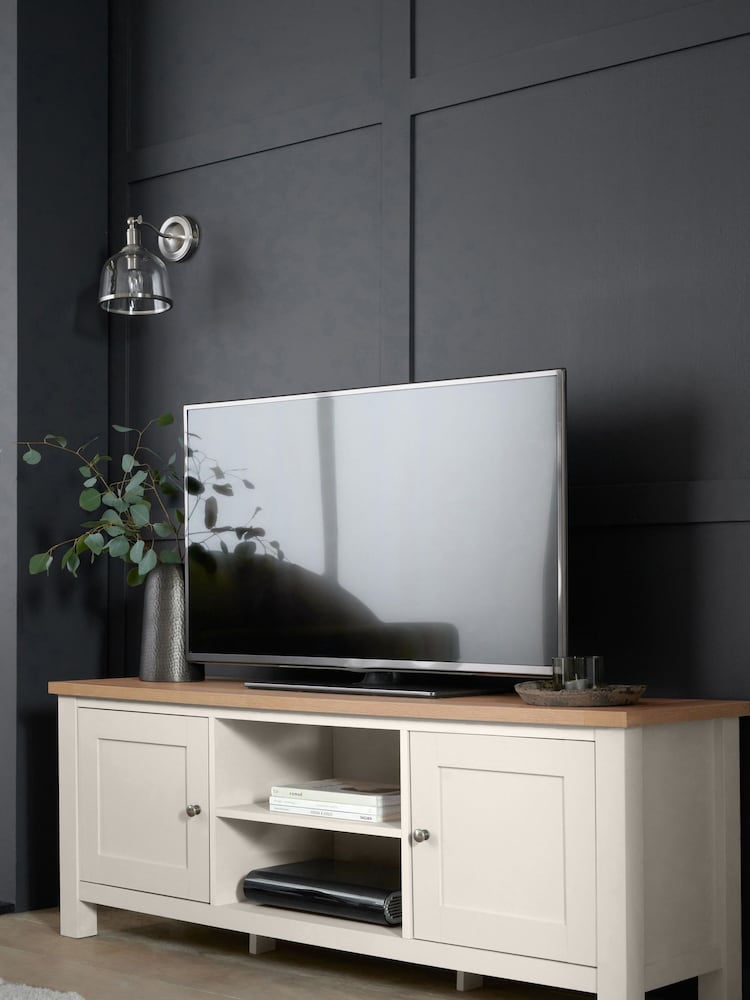 Cream Malvern Oak Effect Up to 60 inch Slim TV Unit - Image 1 of 7