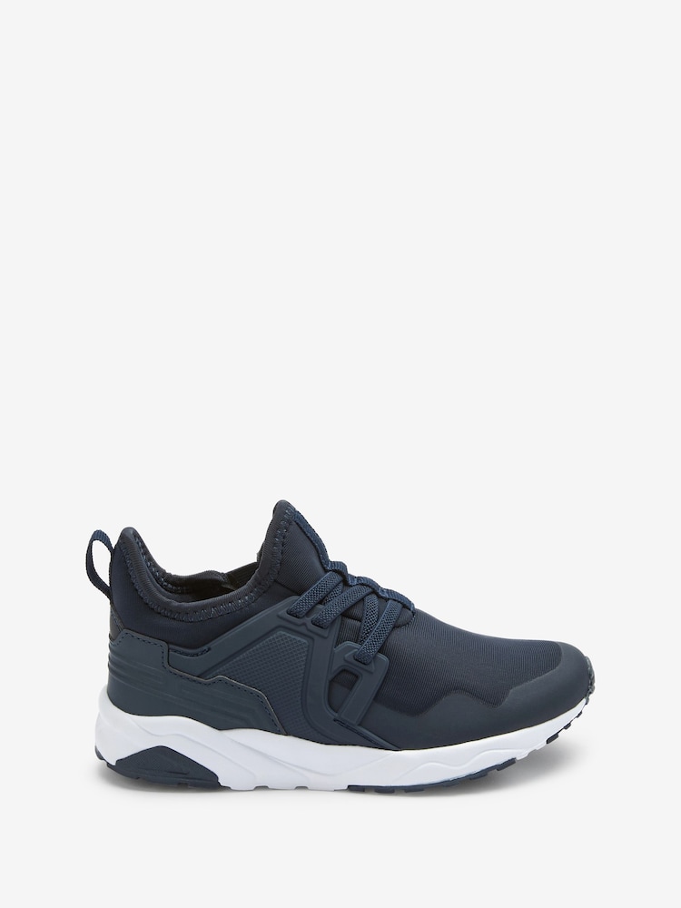 Navy Blue Mesh Elastic Lace Trainers - Image 1 of 5 Navy Blue Mesh Elastic Lace Trainers - Image 1 of 5