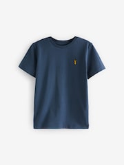 Navy Blue Stag Embroidered Short Sleeve T-Shirt (3-16yrs) - Image 1 of 3