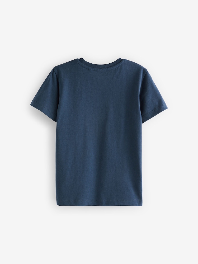 Navy Blue Stag Embroidered Short Sleeve T-Shirt (3-16yrs) - Image 2 of 3