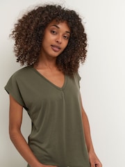 Kaffe Lise V-Neck Short Sleeve T-Shirt - Image 1 of 4