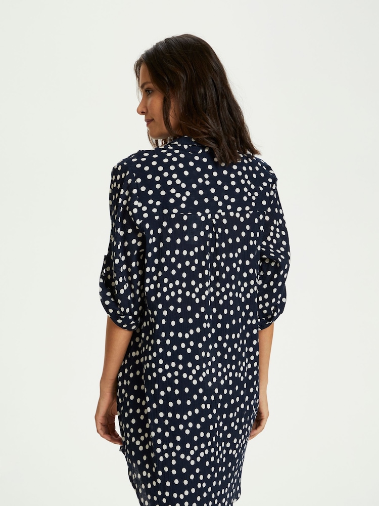 Kaffe Womens Loose Fit Kavivian Dot 100% Cotton Shirt Dress - Image 2 of 6 Kaffe Womens Loose Fit Kavivian Dot 100% Cotton Shirt Dress - Image 2 of 6