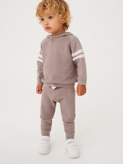 Taupe rjava - Komplet pletene jopice Ripple Hoody (3mesecev-7leto) - Slika 1 iz 7