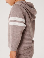Taupe rjava - Komplet pletene jopice Ripple Hoody (3mesecev-7leto) - Slika 4 iz 7