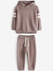 Taupe rjava - Komplet pletene jopice Ripple Hoody (3mesecev-7leto) - Slika 6 iz 7