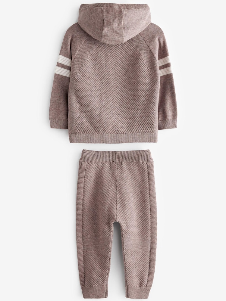 Taupe rjava - Komplet pletene jopice Ripple Hoody (3mesecev-7leto) - Slika 7 iz 7