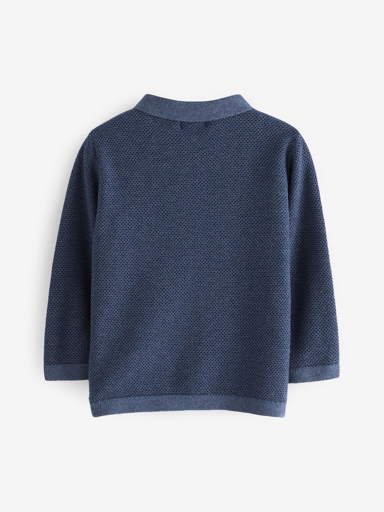 Marineblau/blau - Langärmeliges Polo-Shirt, Uni (3 Monate bis 7 Jahre) - Bild 6 von 6