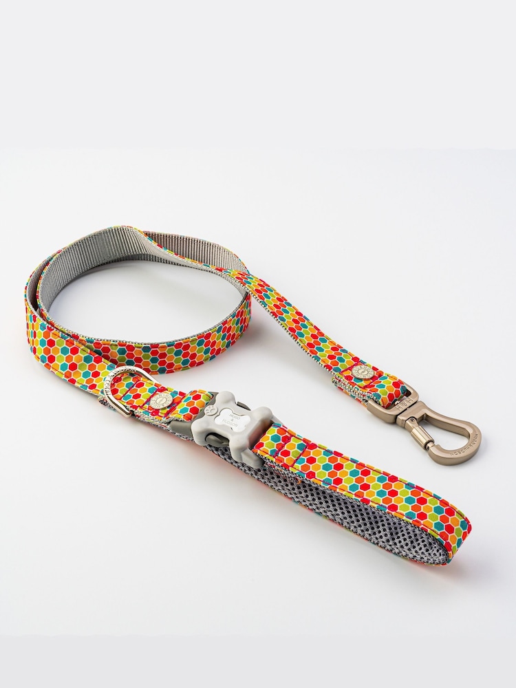 Hugo & Hudson Orange Multi Coloured Geometric Dog Lead - Image 2 of 4