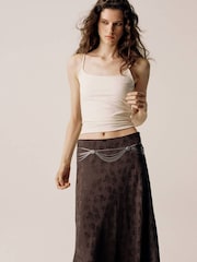 Mango Brown Floral Printed Midi Skirt - Image 3 of 6