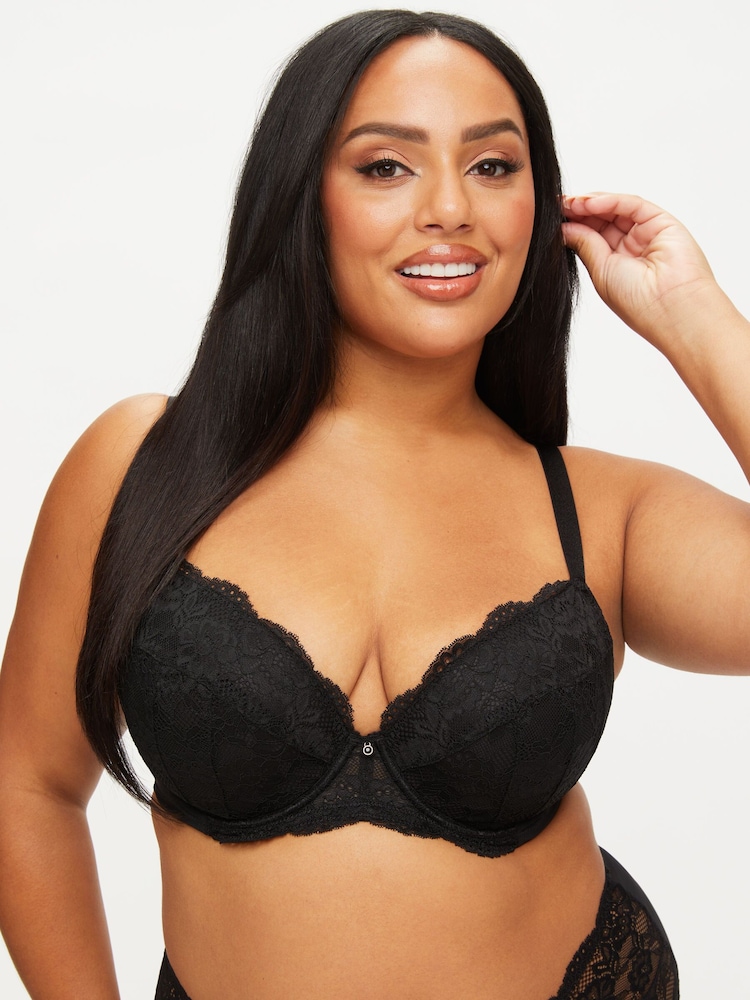 Zwart - Ann Summers sexy kanten gewatteerde diepuitgesneden beha - Image 4 of 11