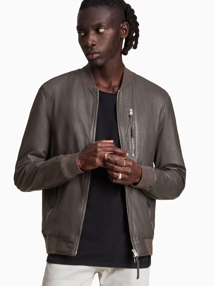 AllSaints Grey Boyton Bomber Coat - Image 1 of 7