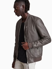 AllSaints Grey Boyton Bomber Coat - Image 5 of 7