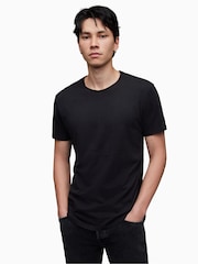AllSaints Black Figure Short Sleeve Crew 100% Cotton T-Shirt - Image 1 of 7