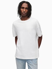 AllSaints Off White 100% Cotton Isac Short Sleeve Crew T-Shirt - Image 1 of 5