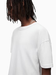 AllSaints Off White 100% Cotton Isac Short Sleeve Crew T-Shirt - Image 4 of 5