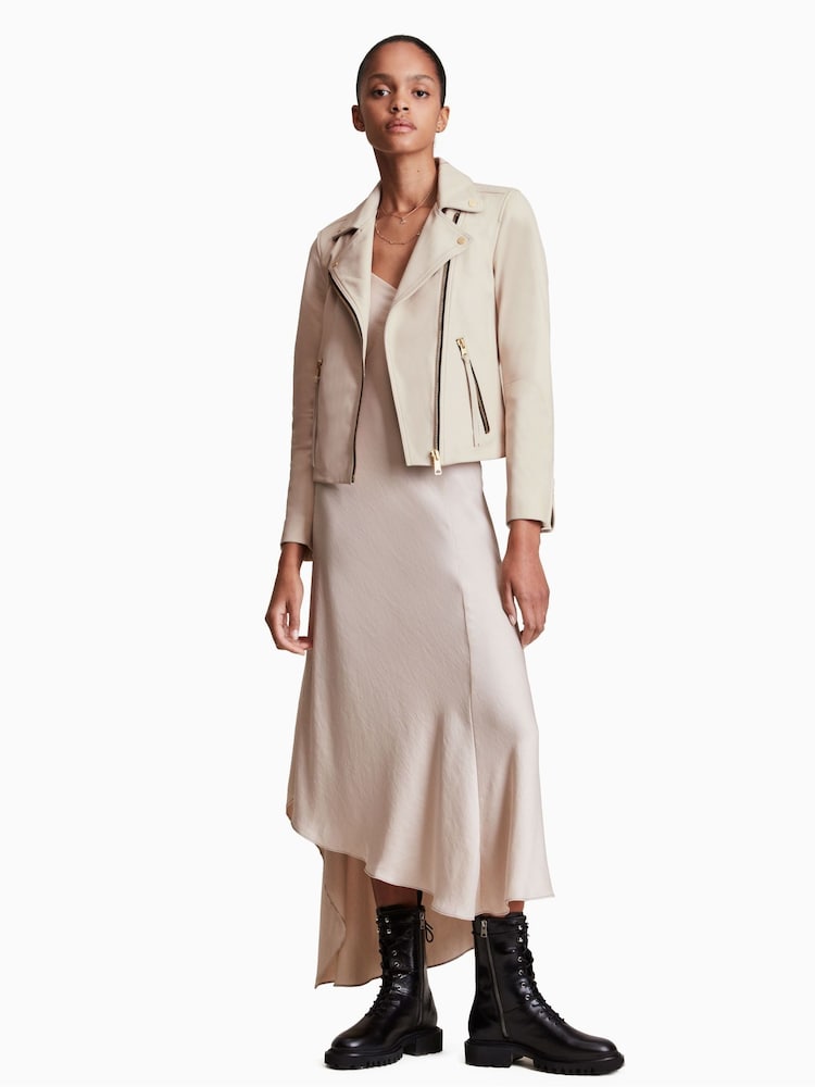 AllSaints White Dalby Biker Jacket - Image 1 of 5 AllSaints White Dalby Biker Jacket - Image 1 of 5