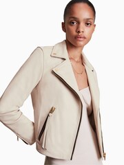AllSaints White Dalby Biker Jacket - Image 3 of 5