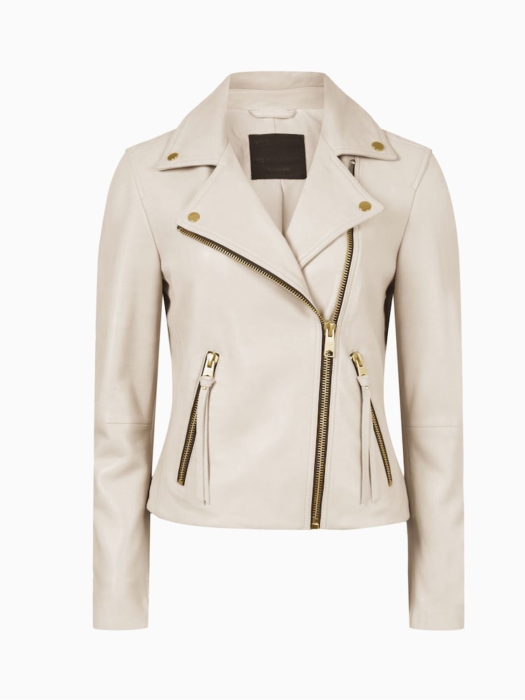 AllSaints White Dalby Biker Jacket - Image 5 of 5 AllSaints White Dalby Biker Jacket - Image 5 of 5
