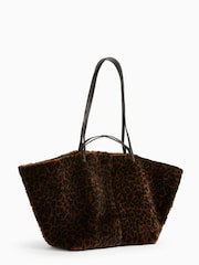 AllSaints Black Shearling Hannah Tote Bag - Image 3 of 5
