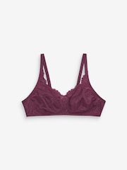 Black/Plum Purple/Cream Total Support Non Pad Non Wire Full Cup Lace Bras 3 Pack - Image 3 of 6