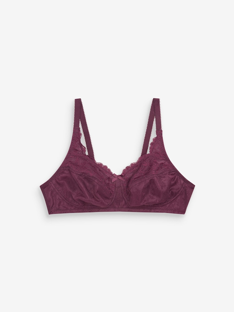 Czarny/śliwkowy fiolet/kremowy - Total Support Full Cup Lace Ultimate Comfort Bras 3 Pack - Image 3 of 6