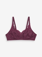 Black/Plum Purple/Cream Total Support Non Pad Non Wire Full Cup Lace Bras 3 Pack - Image 6 of 6