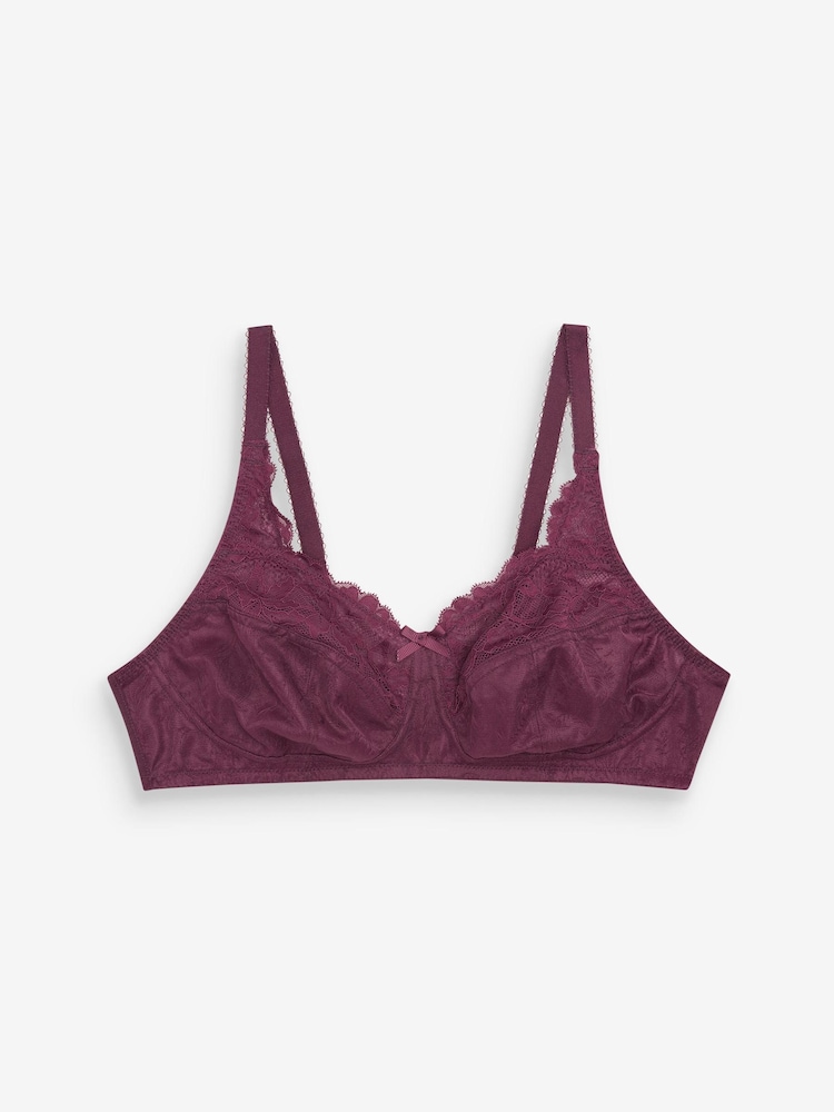 Black/Plum Purple/Cream Total Support Non Pad Non Wire Full Cup Lace Bras 3 Pack - Image 6 of 6