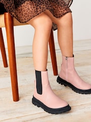 Pink Mid Height Standard Fit (F) Chunky Boots - Image 1 of 6