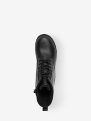 Schwarzes Leder - Warm gefütterte Schürstiefel - Bild 3 von 4