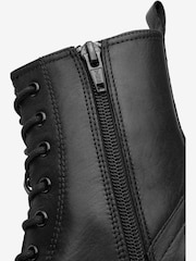 Schwarzes Leder - Warm gefütterte Schürstiefel - Bild 4 von 4