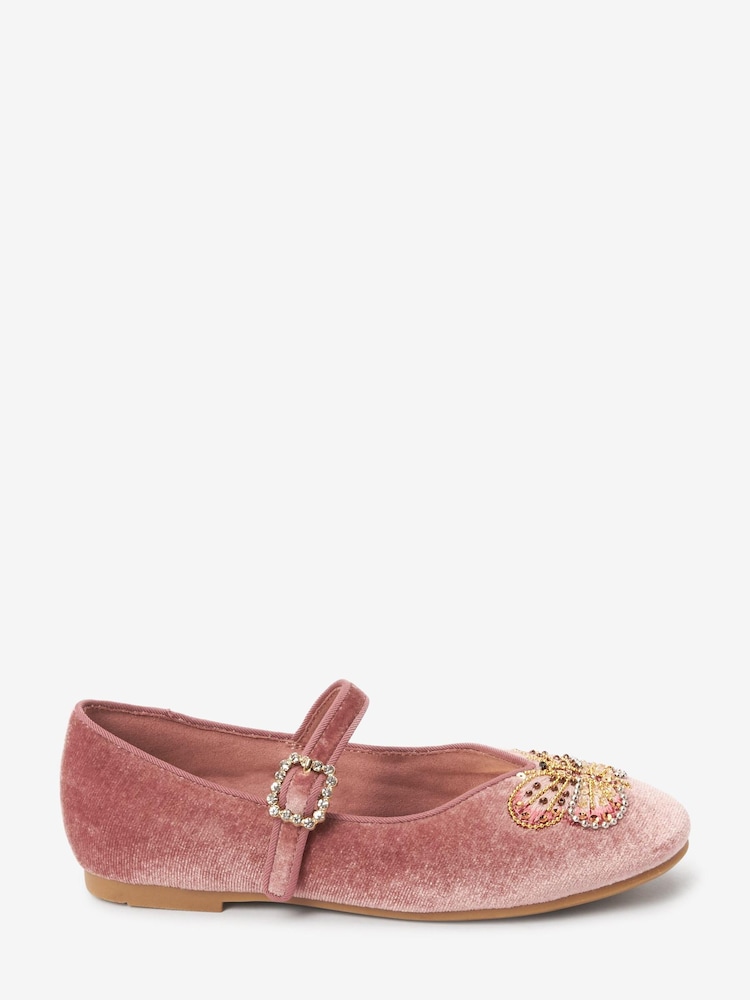Pink, Samt, Schmetterlingsverzierung - Mary-Jane-Schuhe für besondere Anlässe - Bild 2 von 7 Pink, Samt, Schmetterlingsverzierung - Mary-Jane-Schuhe für besondere Anlässe - Bild 2 von 7