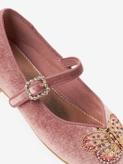Pink, Samt, Schmetterlingsverzierung - Mary-Jane-Schuhe für besondere Anlässe - Bild 5 von 7