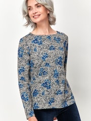 Spirit Blue Floral Soft Touch Top - Image 1 of 5