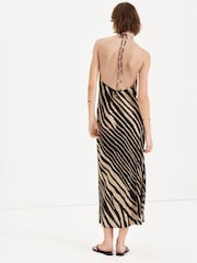 Mango Black Printed Halter Neck Midi Dress - Image 2 of 7
