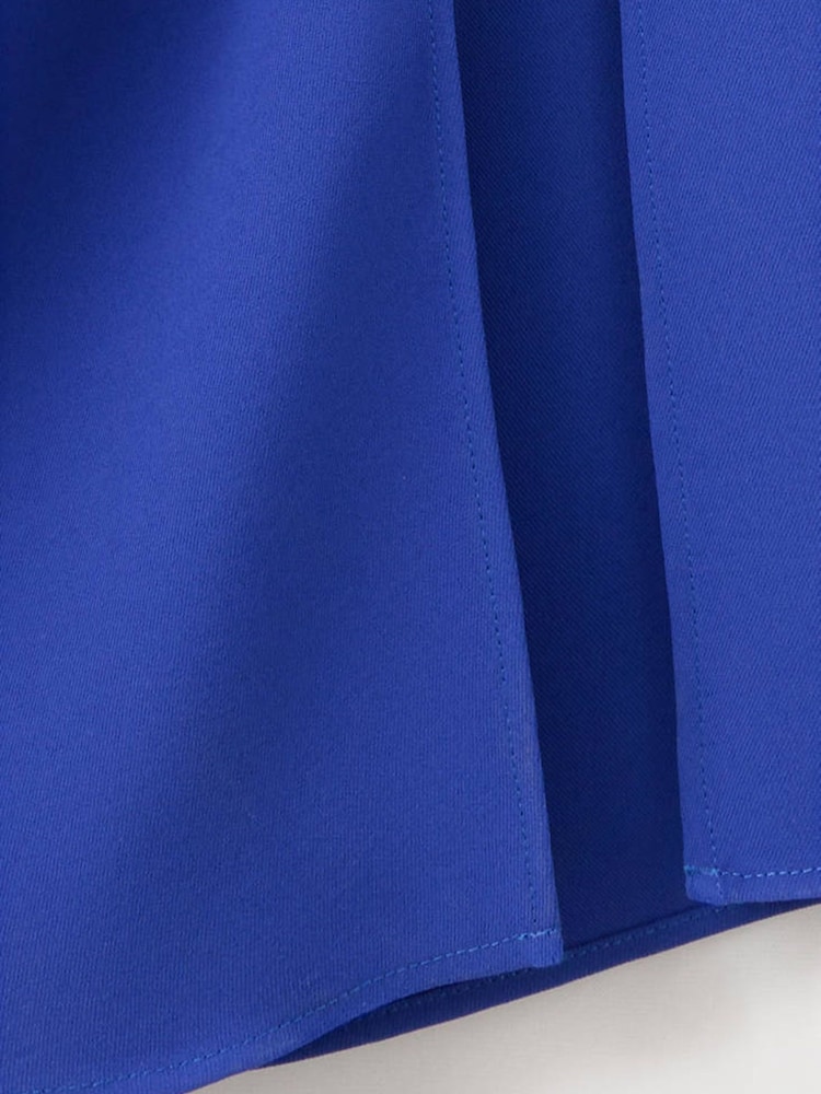 Mango Blue Asymmetric Shoulder Cinched Waist Midi Dress - Image 7 of 7 Mango Blue Asymmetric Shoulder Cinched Waist Midi Dress - Image 7 of 7