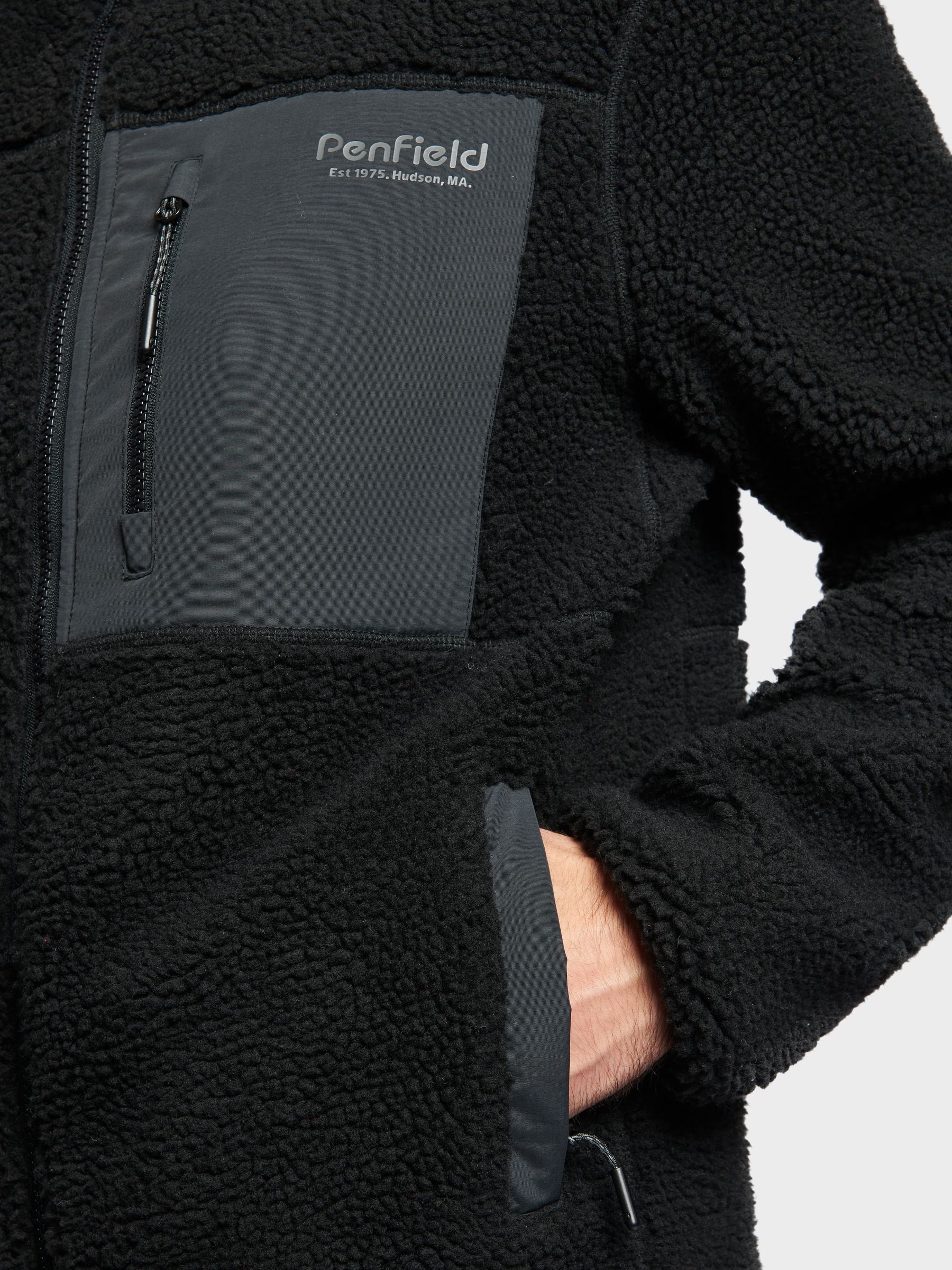 Buy Penfield Black Bear Outdoor Borg Zip Thru Coat Jacket from