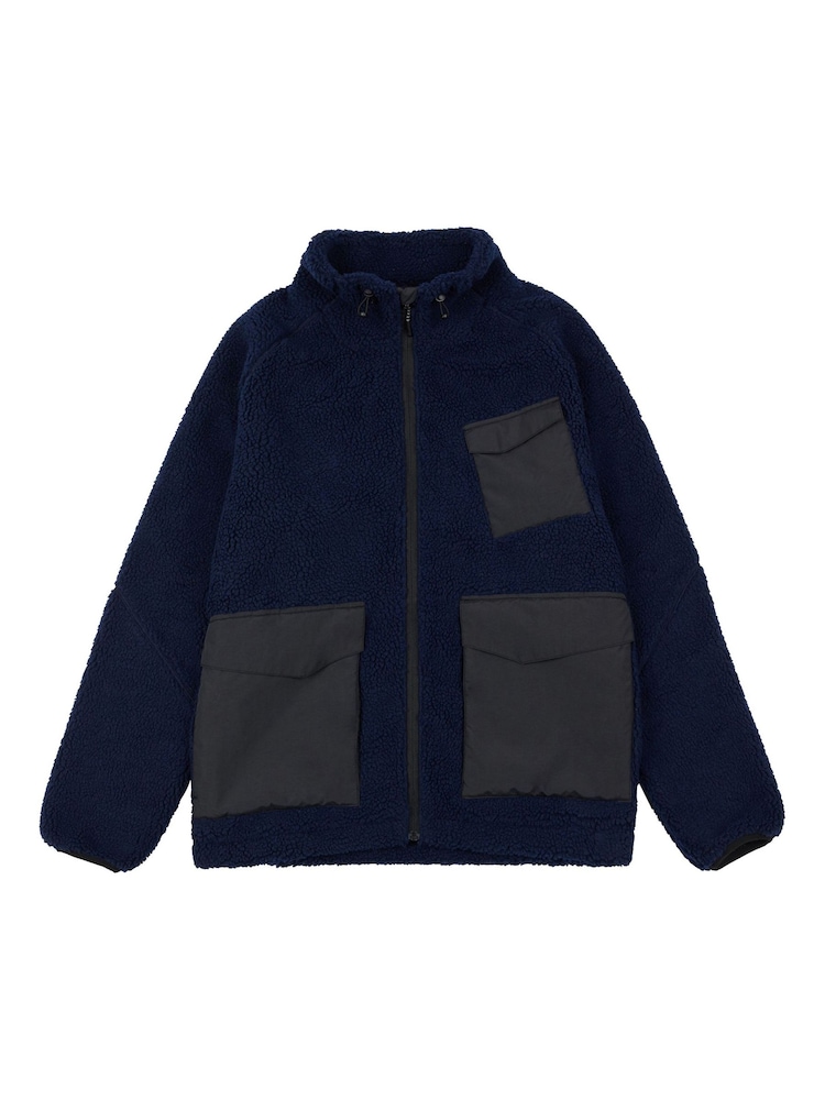 Penfield Blue Bear Borg Zip Thru Angled Pocket Coat Jacket - Image 4 of 6