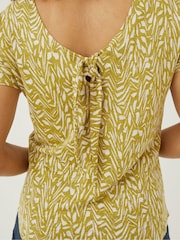 FatFace Green Tie Back Paint Linen T-Shirt - Image 5 of 6