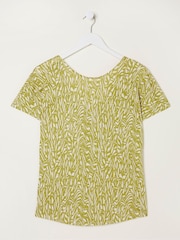 FatFace Green Tie Back Paint Linen T-Shirt - Image 6 of 6