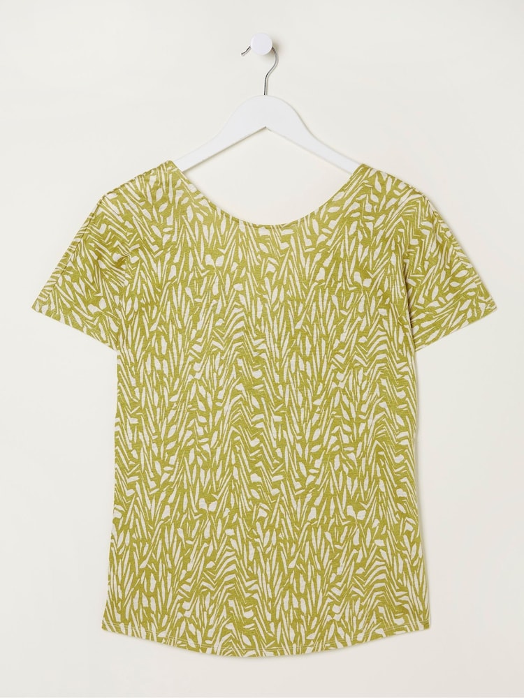 FatFace Green Tie Back Paint Linen T-Shirt - Image 6 of 6