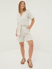 FatFace Natural Mali Linen Blend Stripe Shirt - Image 1 of 5