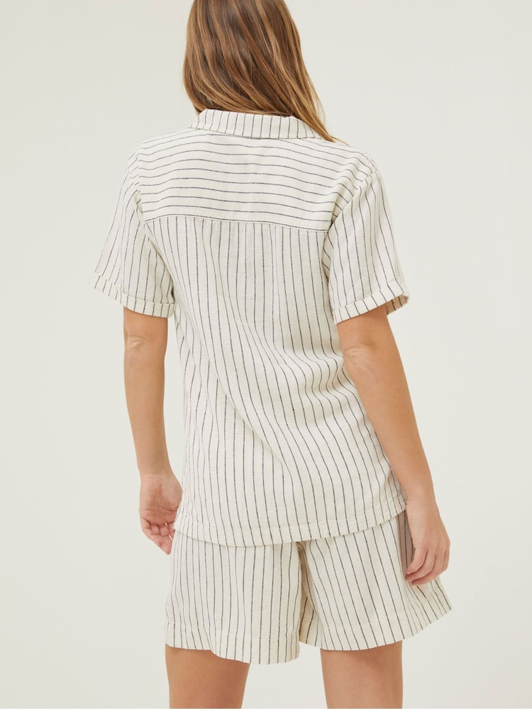 FatFace Natural Mali Linen Blend Stripe Shirt - Image 2 of 5