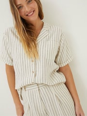 FatFace Natural Mali Linen Blend Stripe Shirt - Image 3 of 5