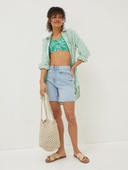 FatFace Green Billie Stripe Longline Shirt - Image 3 of 7