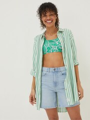 FatFace Green Billie Stripe Longline Shirt - Image 4 of 7