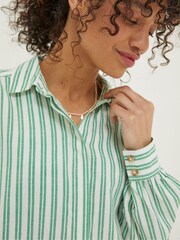 FatFace Green Billie Stripe Longline Shirt - Image 5 of 7