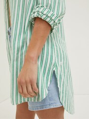 FatFace Green Billie Stripe Longline Shirt - Image 6 of 7