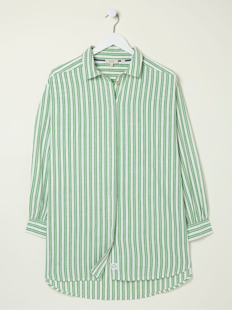 FatFace Green Billie Stripe Longline Shirt - Image 7 of 7