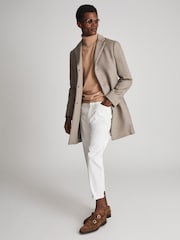 Reiss Natural Gable Wool Blend Epsom Overcoat - Image 1 of 5